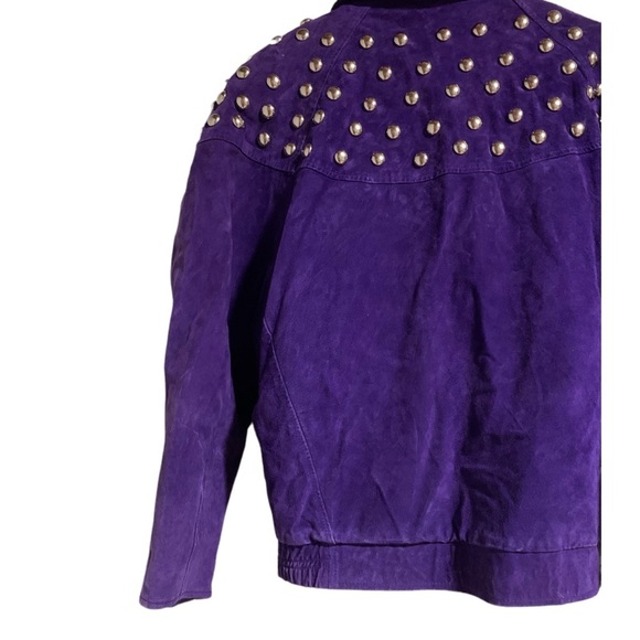 Vintage Atlantic Beach Leather Coat works bright purple suede leather jacket - Picture 4 of 11